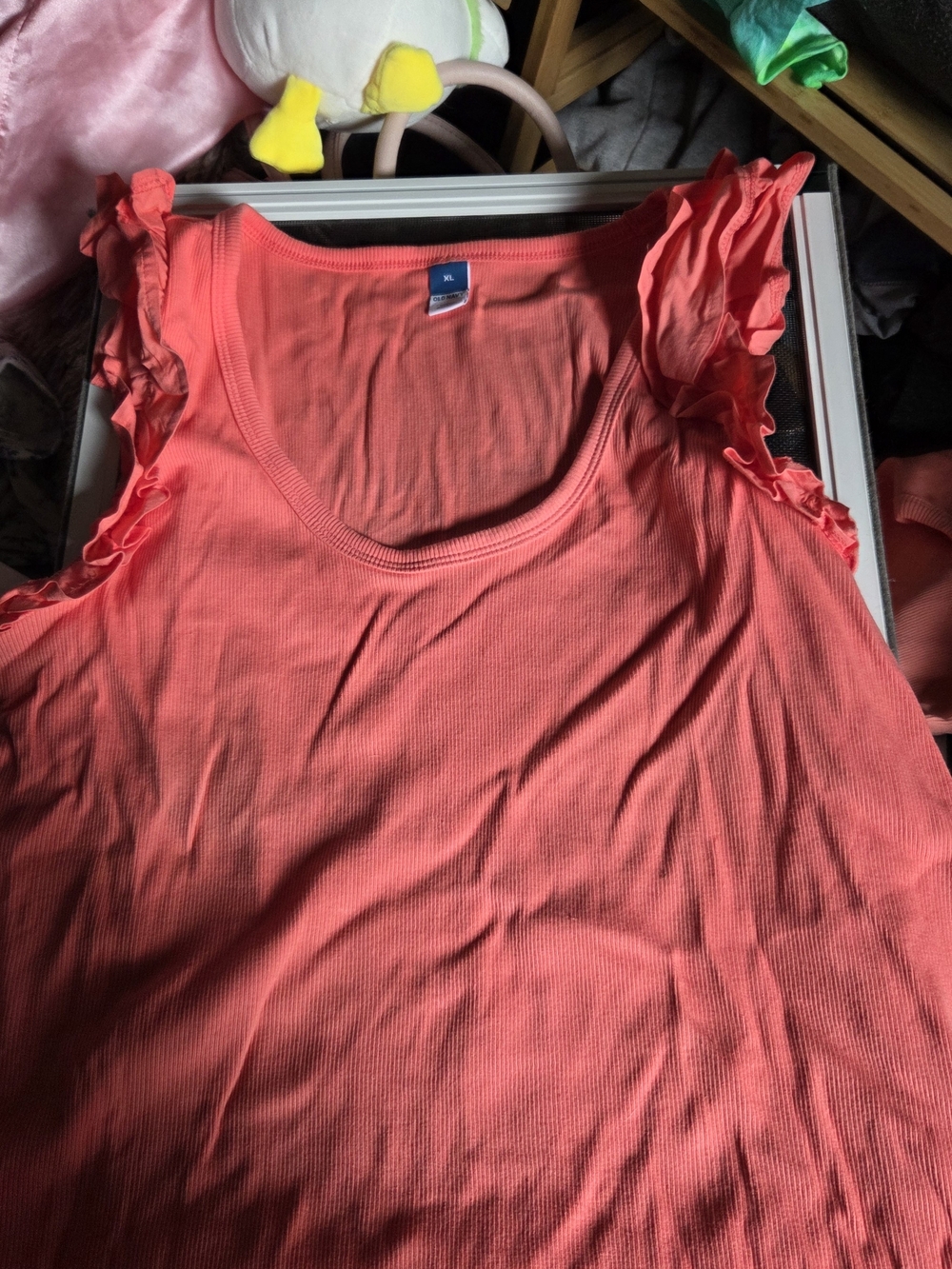 Old Navy Coral Ruffle Sleeve Tank Top